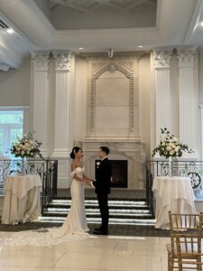 ceremony arch wedding flowers Naninas in the Park