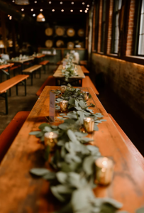 reception centerpiece wedding flowers BadSons Beer Co